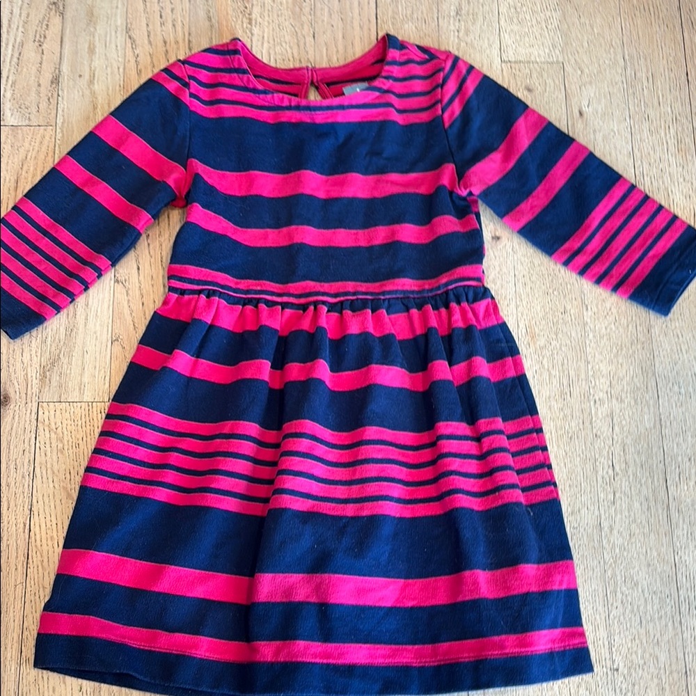 Striped Pink and Navy Kids Dress